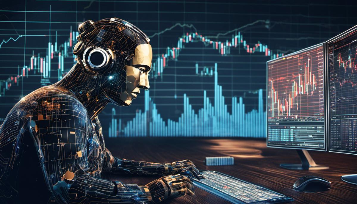 Illustration depicting technical glitches of AI forex trading